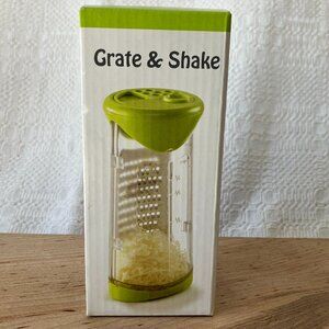 NIB, Grate & Shake Hand Held Stainless Steel & Plastic Cheese All Purpose Grater